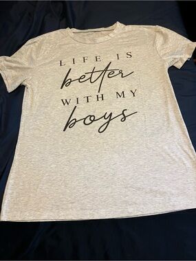 Life Is Better With My Boys Graphic Tee - Light Gray
